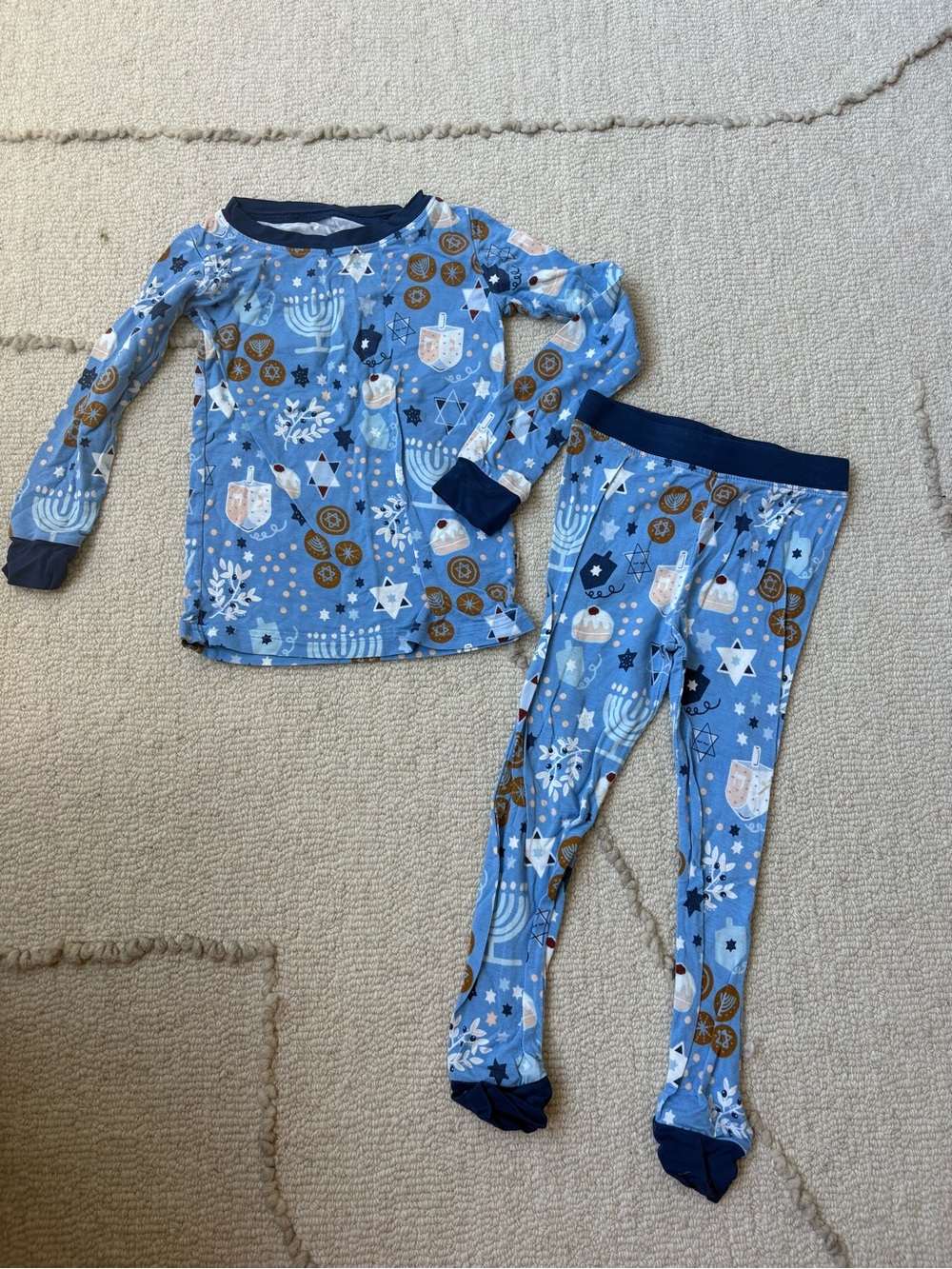 Little Sleepies | Blue Hanukkah Bamboo Pajama Set - EUC